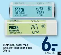 REMA 1000 REMA 1000 poser med lynlås 0.4 liter eller 1 liter 25 stk tilbud