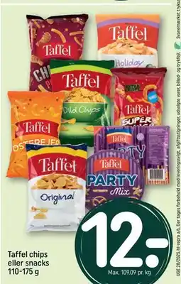 REMA 1000 Taffel chips eller snacks 110-175 g tilbud