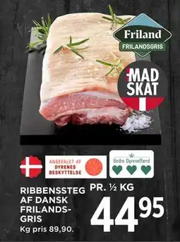 MENY RIBBENSSTEG AF DANSK FRILANDS GRIS tilbud