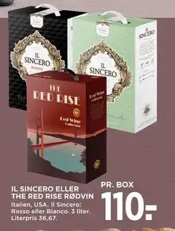 MENY IL SINCERO ELLER THE RED RISE RØDVIN tilbud