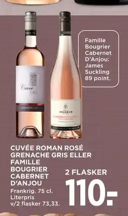 MENY CUVÉE ROMAN ROSÉ GRENACHE GRIS ELLER FAMILLE BOUGRIER CABERNET D’ANJOU tilbud