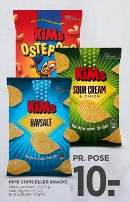 MENY KIMS CHIPS ELLER SNACKS tilbud