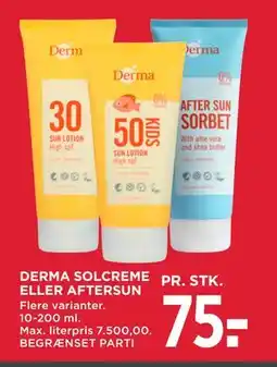 MENY DERMA SOLCREME ELLER AFTERSUN tilbud