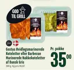 Min Købmand Gestus Hvidløgsmarinerede Koteletter eller Barbecue Marinerede Nakkekoteletter af Dansk Gris tilbud