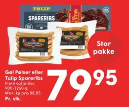 SPAR Gøl Pølser eller Tulip Spareribs tilbud