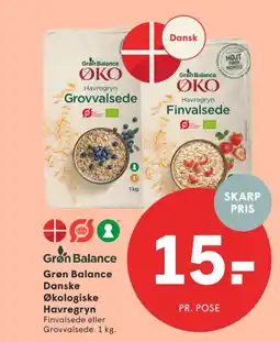 SPAR Grøn Balance Danske Økologiske Havregryn tilbud