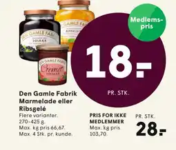 SPAR Den Gamle Fabrik Marmelade eller Ribsgelé tilbud