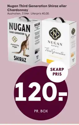 SPAR Nugan Third Generation Shiraz eller Chardonnay tilbud