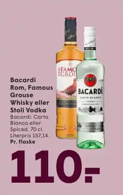 SPAR Bacardi Rom, Famous Grouse Whisky eller Stoli Vodka tilbud