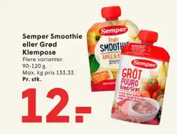 SPAR Semper Smoothie eller Grød Klempose tilbud