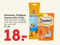 SPAR Dreamies, Pedigree Snacks eller Frolic tilbud
