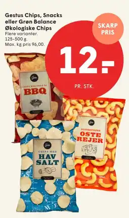 SPAR Gestus Chips, Snacks eller Grøn Balance Økologiske Chips tilbud