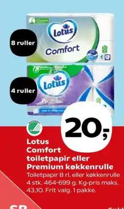 SuperBrugsen Lotus Comfort toiletpapir eller Premium køkkenrulle tilbud