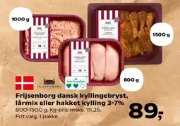 SuperBrugsen Frijsenborg dansk kyllingebryst, lårmix eller hakket kylling 3-7% tilbud
