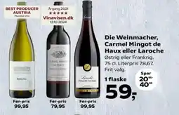 SuperBrugsen Die Weinmacher, Carmel Mingot de Haux eller Laroche tilbud