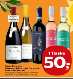 SuperBrugsen Cuvée Dissenay, Pavonero Primitivo di Manduria eller Spier Moscato tilbud