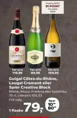 SuperBrugsen Guigal Côtes-du-Rhône, Laugel Cremant eller Spier Creative Block tilbud