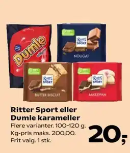 SuperBrugsen Ritter Sport eller Dumle karameller tilbud