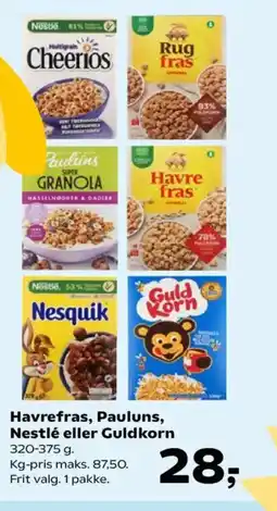 SuperBrugsen Havrefras, Pauluns, Nestlé eller Guldkorn tilbud