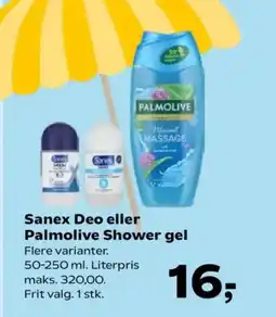 SuperBrugsen SANEX Deo eller PALMOLIVE Shower gel tilbud