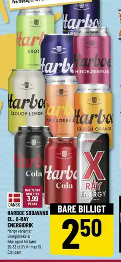 Løvbjerg Harboe sodavand el. X-ray energidrik tilbud