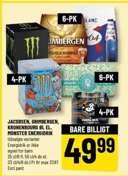 Løvbjerg Jacobsen, Grimbergen, Kronenbourg øl el. Monster Energidrik tilbud