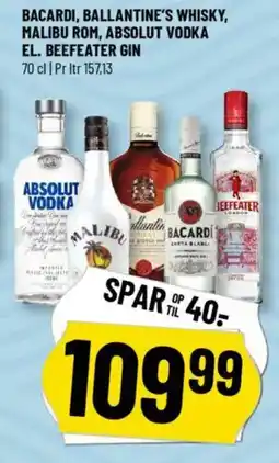 Løvbjerg Bacardi, ballantine's whisky, malibu rom, absolut vodka el. beefeater gin tilbud