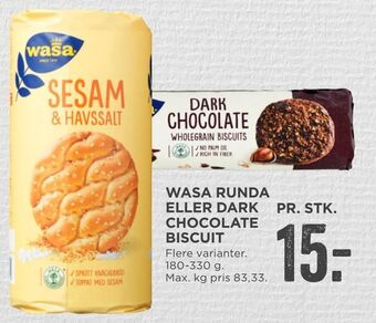 MENY Wasa runda eller dark chocolate biscuit tilbud