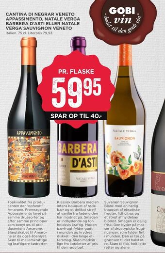 MENY Cantina di negrar veneto appassimento, natale verga barbera d'asti eller natale verga sauvignon veneto tilbud