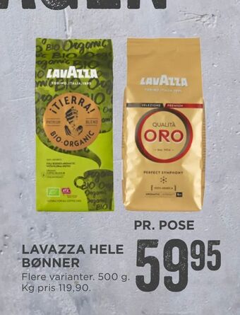 MENY Lavazza hele bønner tilbud