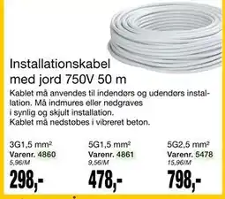 Harald Nyborg Installationskabel med jord 750V 50 m tilbud