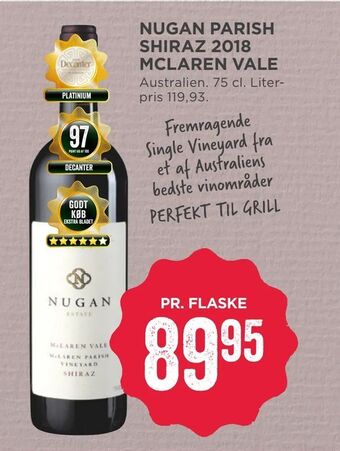 MENY Nugan parish shiraz 2018 mclaren vale tilbud