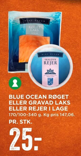 Blue ocean røget eller gravad laks eller rejer i lage