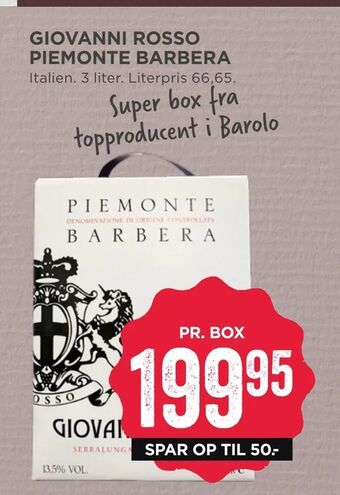 MENY Giovanni rosso piemonte barbera tilbud