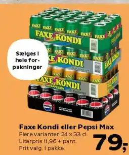 Kvickly Faxe Kondi eller Pepsi Max tilbud