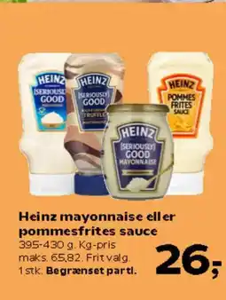 Kvickly Heinz mayonnaise eller pommesfrites sauce Kg-pris tilbud