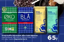Kvickly Irma kaffe formalet eller hele bønner Flere varianter tilbud