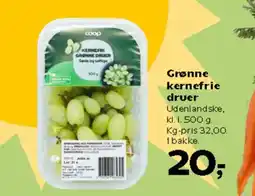 Kvickly Grønne kernefrie druer Udenlandske. tilbud