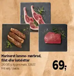 Kvickly Marineret lamme-mørbrad, filet eller koteletter tilbud