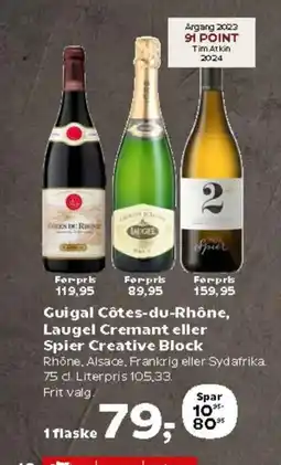 Kvickly Guigal Côtes-du-Rhône, Laugel Cremant eller Spier Creative Block tilbud