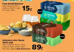 Kvickly Heineken eller Royal 18/20-pak tilbud