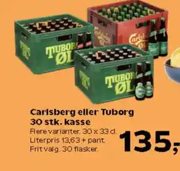 Kvickly Carlsberg eller Tuborg 30 stk. kasse tilbud