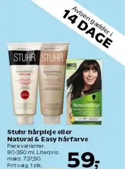 Kvickly Stuhr hårpleje eller Natural & Easy hårfarve tilbud