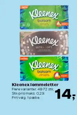 Kvickly Kleenex lommeletter Flere varianter. 48-72 stk. tilbud