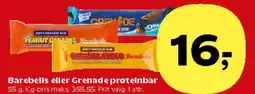 Kvickly Barebells eller Grenade proteinbar tilbud