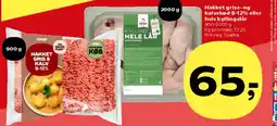 Kvickly Hakket grise- og kalvekød 8-12% eller hele kyllingelår tilbud