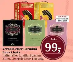 Dagli'Brugsen Veronia eller Carmina Luna i boks tilbud