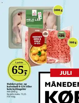 Dagli'Brugsen Hakket grise- og kalvekød 8-12% eller hele kyllingelår tilbud