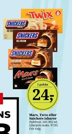 Dagli'Brugsen Mars, Twix eller Snickers isbarer Dybfrost. tilbud