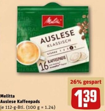 REWE DE Melitta Auslese Kaffeepads tilbud